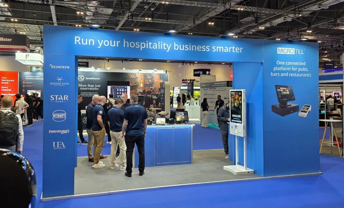Microtill stand at Hospitality Tech Expo, ExCeL London