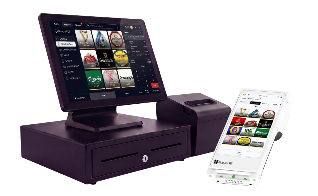 Microtill EPOS System - Complete POS hardware setup including touchscreen terminal, payment device, and mobile ordering