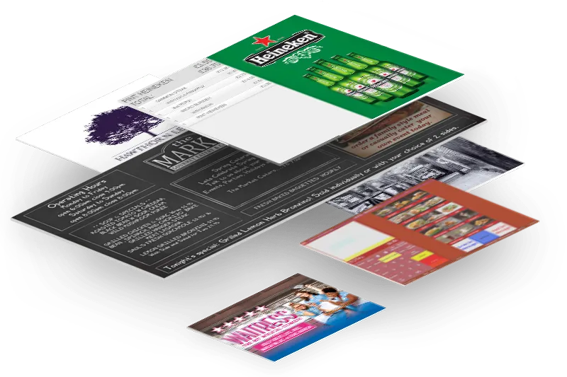 Custom branded EPOS screens showing different branded interfaces
